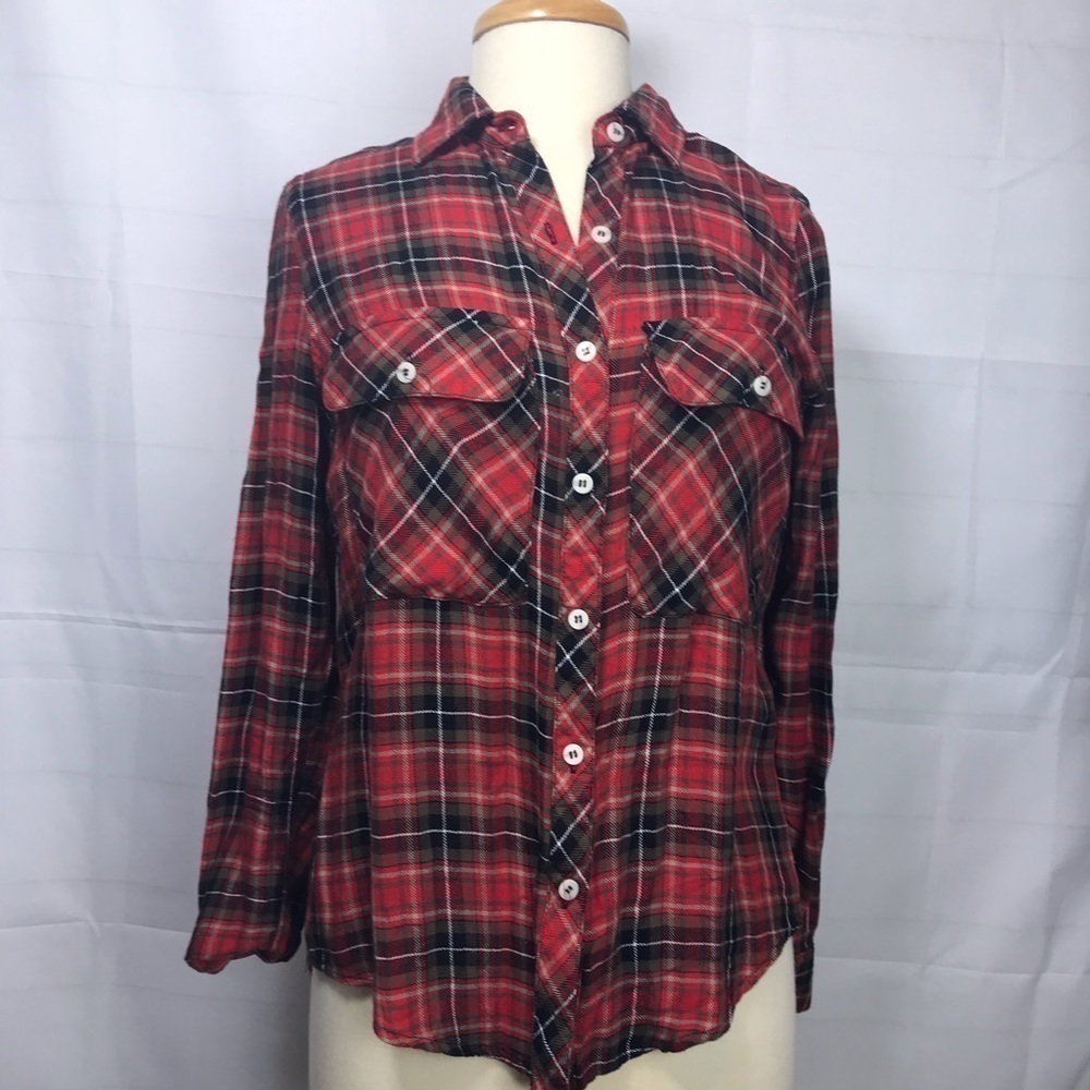 Alison Andrews Plaid button down shirt S long s